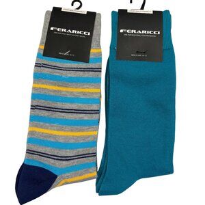 Men's Feraricci Dress Socks Set - Teal, Gray, Yellow - NWT